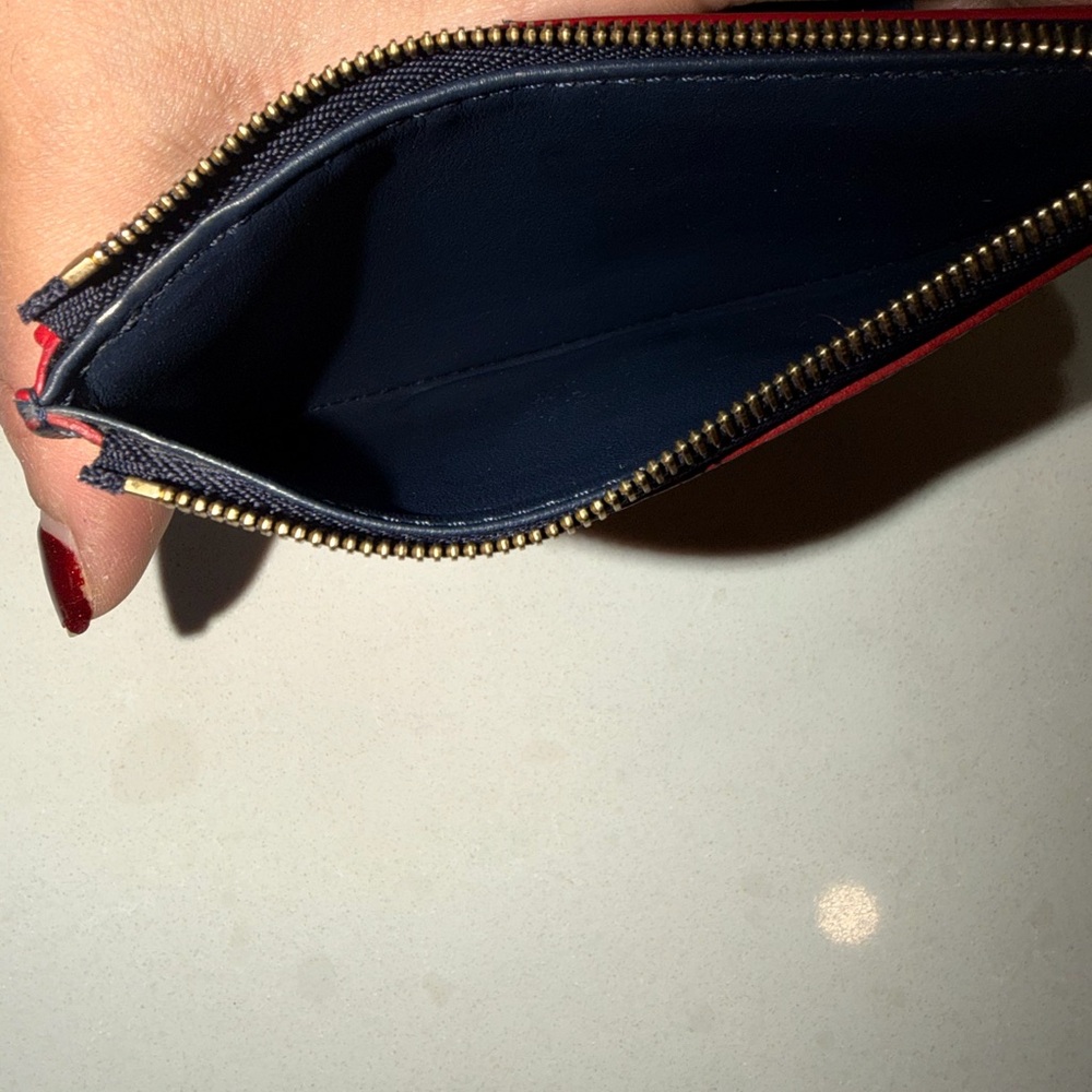 SOLD Louis Vuitton Lockme Compact Wallet Navy Blue Red Trim Gold LV Clasp + COA - Picture 7 of 11